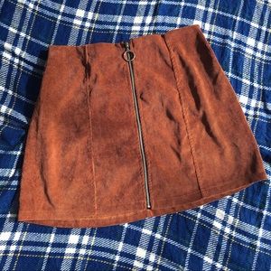 Burnt Orange High Waisted Corduroy Miniskirt